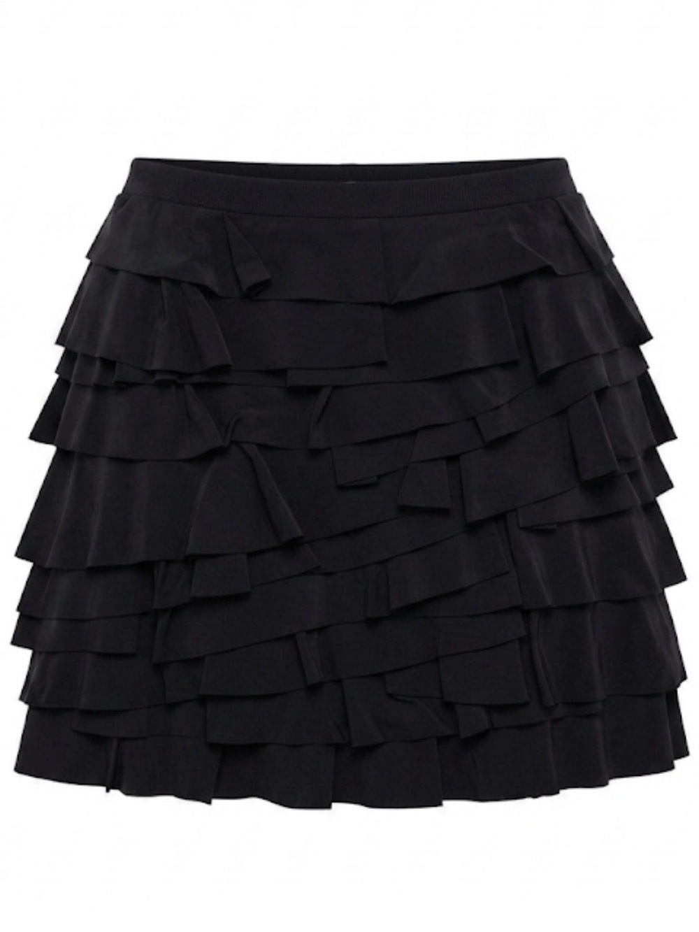 Club Monaco Black 100% Silk Tiered Ruffle Mini Skirt - Size 6